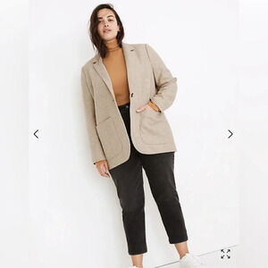 Madewell Women’s 2X Larsen in Light Oatmeal Melange Blazer Jacket Wool Blend